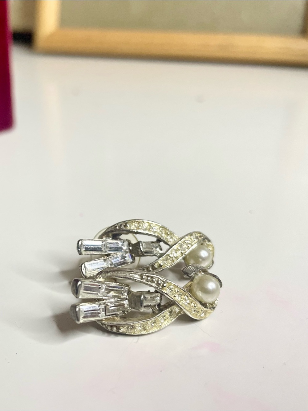 Elegant Faux Pearl & Crystal Loop Earrings - Gold Tone